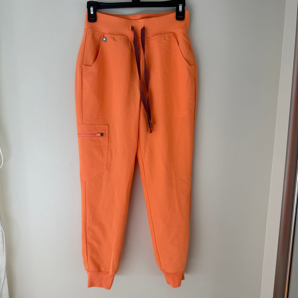 Figs Orange Cargo Jogger with Maroon Drawstring